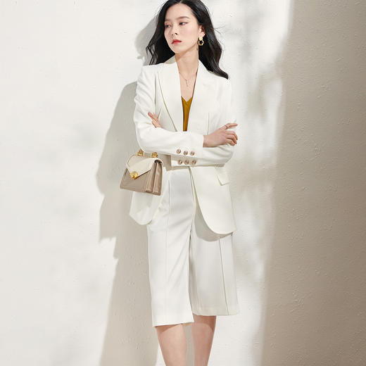 剩L/S/M/XL 芳外春季新品西服五分裤套装通勤百搭减龄显白两件女式套装 商品图3