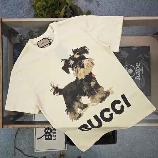 F031413雪纳瑞狗图案logo字母纯棉印花休闲情侣短袖T恤 商品图1