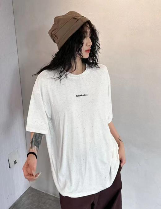 F031405夏季新品圆领彩砂小标字母印花男女宽松短袖T恤 商品图9