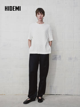 HIDEMI 肌理感百搭纯色短袖圆领T恤上衣