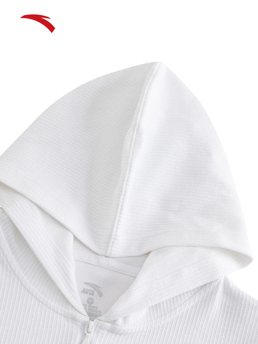 安踏莫代尔亲肤连帽短袖女夏季通勤时尚半拉链休闲短袖162628129 商品图3