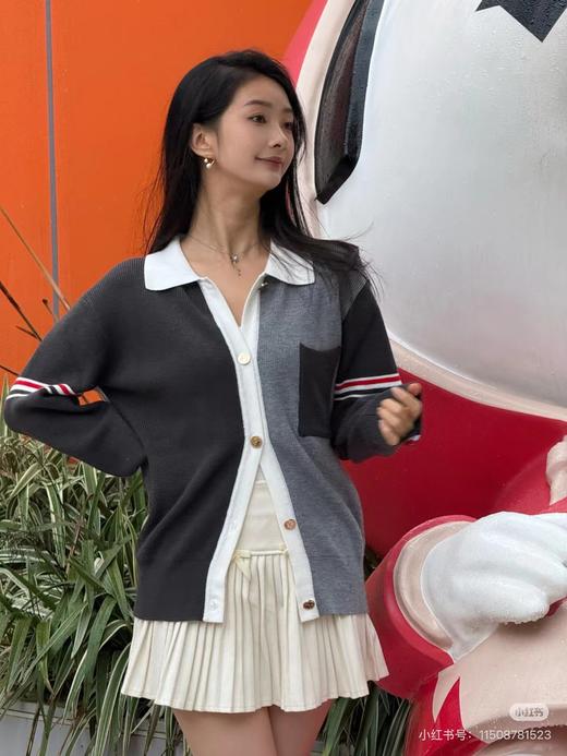 F031455四杠拼色舒适亲肤立挺有型情侣针织开衫外套 商品图9