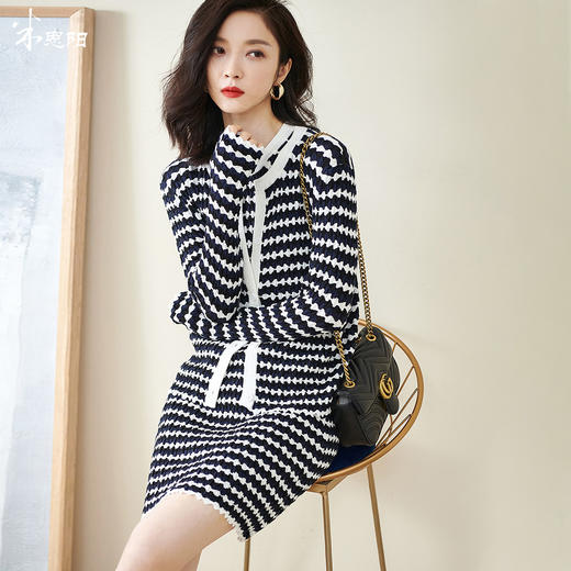 剩S/L 米思阳撞色针织开衫春秋新款修身外搭ins潮流毛衣女外套1322 商品图0