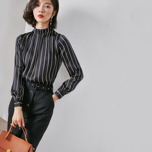 剩S 米思阳春装新款时尚套装复古印花衬衫高腰半身裙两件套女0236 商品图1