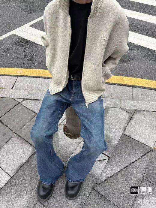 F031443暖色LOGO贴布绣羊毛翻领拉链长袖开衫外套 商品图8