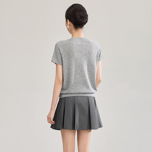 「高货wl」全新升级【铂金会员211/天猫279/差价68】(00903)洛诗琳气质羊毛小飞袖针织衫2026夏款新款慵懒风短袖上衣 商品图3