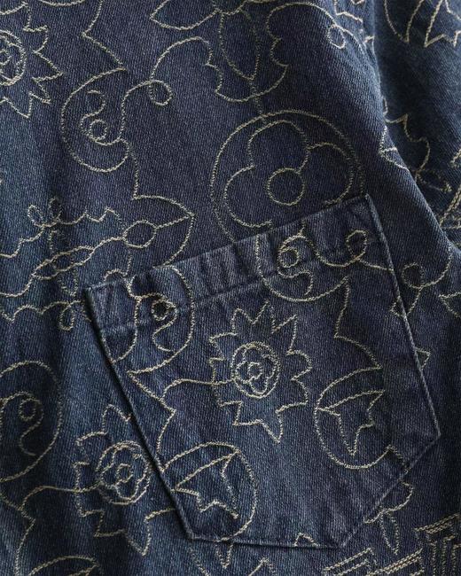 F031476金线刺绣老花字母logo牛仔翻领衬衫短袖外套 商品图12