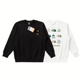 F031408趣味撞色小印花logo叠加帐篷元素圆领情侣款卫衣