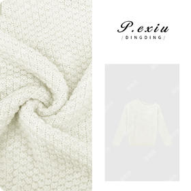 03-3潘依绣丁丁宠粉羊-毛 浮雕纹理肌理感斜领毛衣 D400