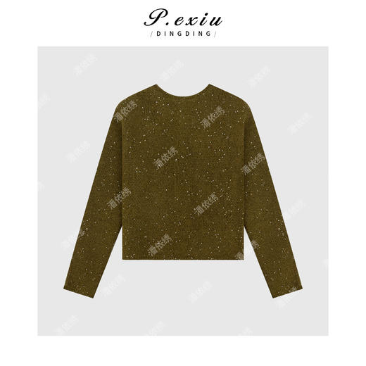  A008潘依绣丁丁宠粉氛围感亮片圆领长袖毛织开衫Q1925 商品图1