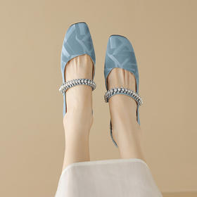 【预售5天】巨好穿水钻珍珠一字带通勤温柔粗跟后空包头凉鞋NDXC&6539