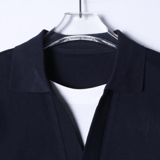 26T558SDSA男装2026新款高贵轻奢简约肌理感撞色假两件翻领短袖T恤百搭 商品图2