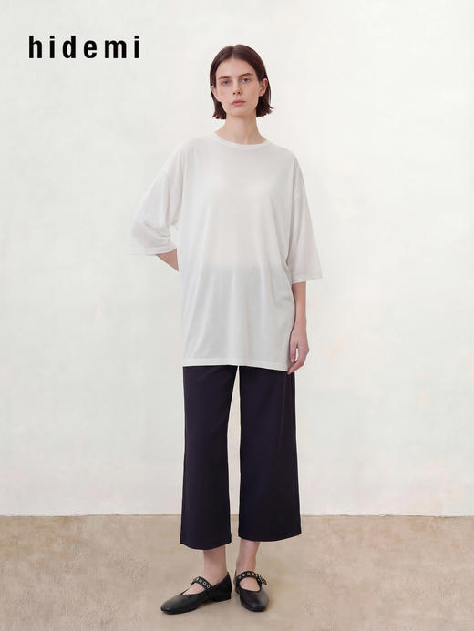 hidemi副线小h 简约圆领松弛宽松百搭多色T恤上衣 商品图1