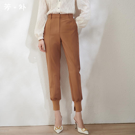 剩S/L/M 芳外春季新款时尚街风哈伦裤束口开叉显瘦百搭弹力休闲裤1517 商品图0