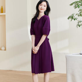 剩XL 【醋酸a字裙】夏季新款优雅大方纯色设计感压褶连衣裙