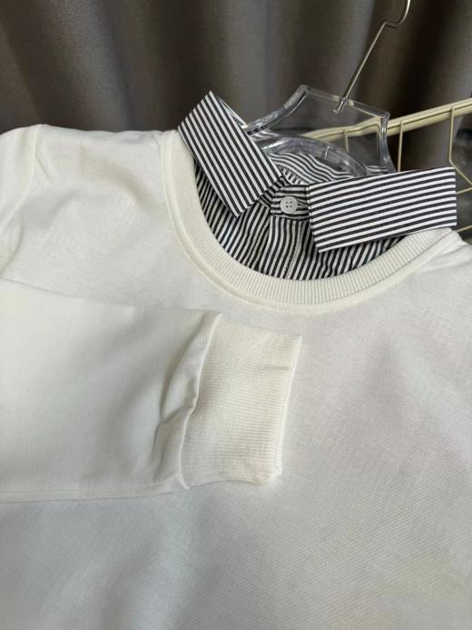 F031486春季新品纯棉假两件学院风针织四道杠情侣款卫衣 商品图7