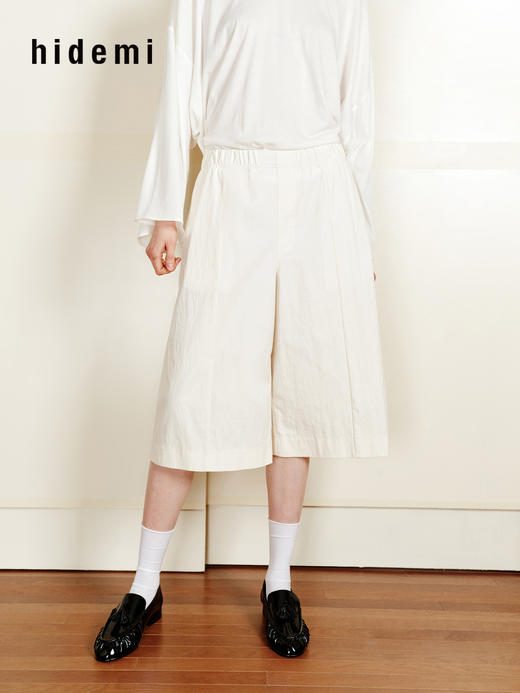 hidemi副线小h 简约休闲阔腿中裤七分裤休闲裤 商品图1