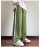 F031428时尚百搭纯色侧边拼接不对称条纹直筒学生休闲长裤 商品缩略图2