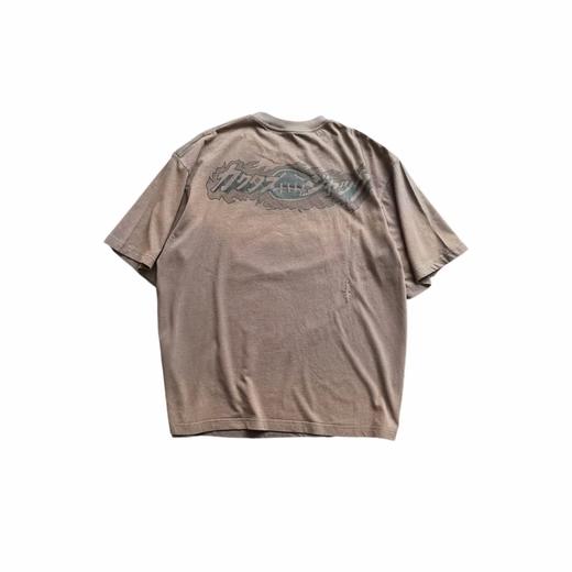 F031447咖灰色休闲舒适复古艺术感卡通怪兽水洗短袖 商品图1