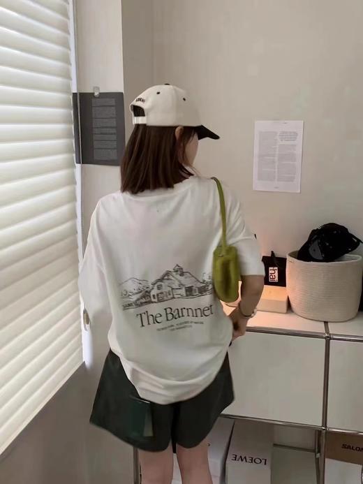 F031445复古简约前后字母小房子印花圆领短袖T恤 商品图9