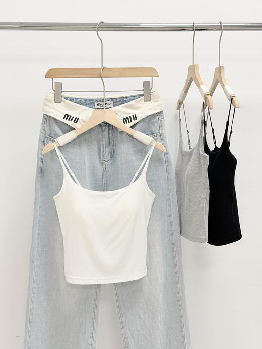 lu家U领自戴胸垫免穿内衣一体背心吊带 商品图5