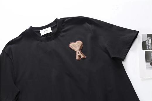F031449黑金系列大爱心短袖情侣款男女OS毛巾绣T恤 商品图3