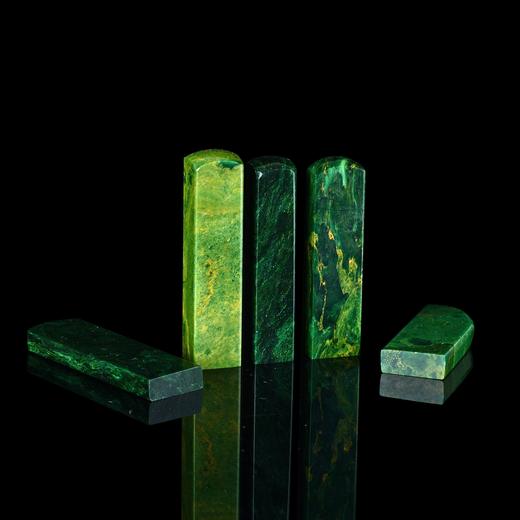 孤品17925翡翠绿孔雀绿石书画落款章硬笔小楷组章5枚-大小不一 商品图2