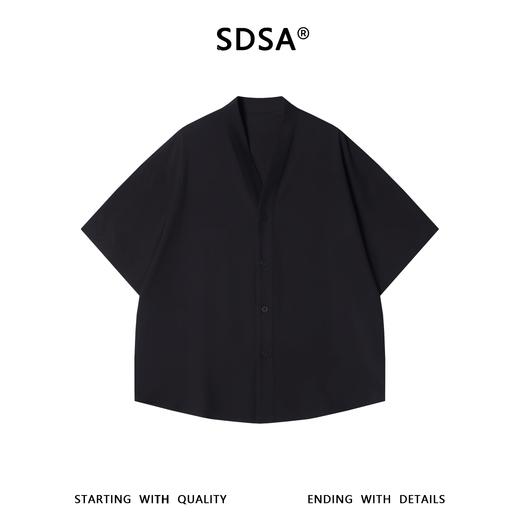 RY95633SDSA男装2026新款高贵轻奢休闲简约纯色V领短袖衬衫百搭时尚衬衣 商品图1