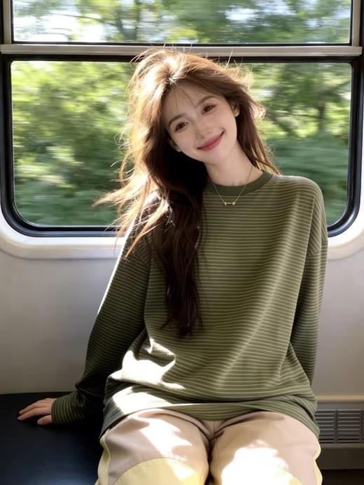 “抹茶绿” 条纹T 商品图4