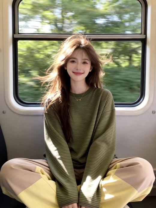 “抹茶绿” 条纹T 商品图0