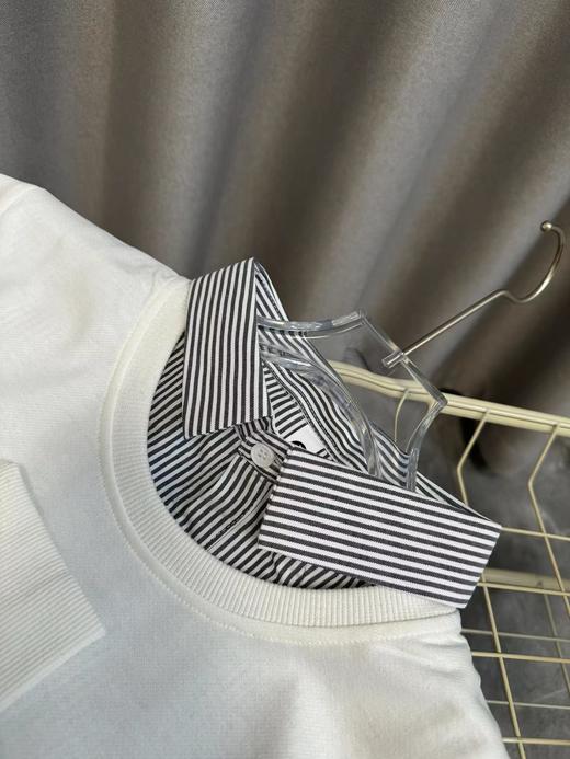 F031486春季新品纯棉假两件学院风针织四道杠情侣款卫衣 商品图10