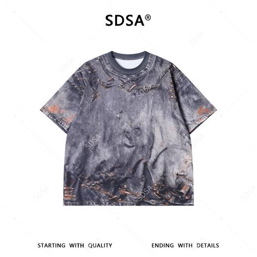 62210SDSA男装2026新款高贵轻奢简约时尚痞帅印花圆领短袖T恤百搭宽松 商品图1