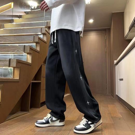 F031433春秋新款情侣侧边十字架串形水洗卫裤运动休闲运动拖地裤 商品图3