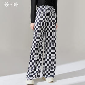 剩S 芳外春季新款黑白色棋盘格休闲裤