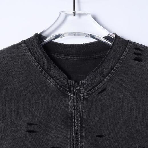 20358SDSA男装2026新款高贵轻奢复古做旧割破半拉链立领短袖T恤百搭潮 商品图2