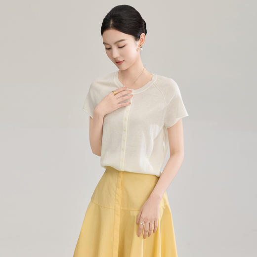 「高货wl」全新升级【铂金会员211/天猫279/差价68】(00903)洛诗琳气质羊毛小飞袖针织衫2026夏款新款慵懒风短袖上衣 商品图2