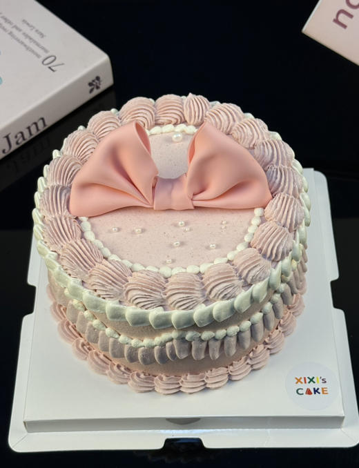 粉色复古蝴蝶结蛋糕 商品图1