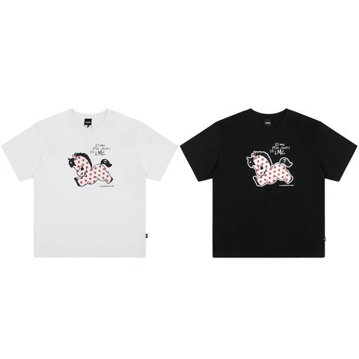 F031404马年新年限定可爱波点小马字母印花圆领短袖T恤 商品图0