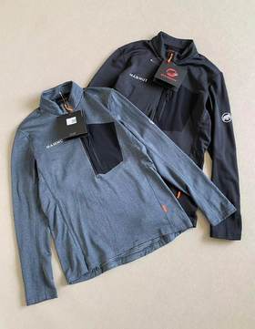 F031464男士户外轻量化高弹力半拉链套头中层夹克外套