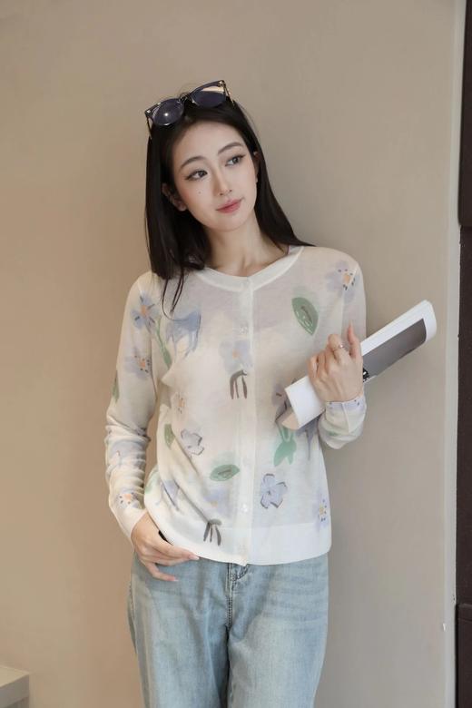 【天丝羊毛花朵开衫】把春日的写意花卉，织进天丝与羊毛的温柔肌理里，上身舒适无负担亲肤细腻WD 商品图9