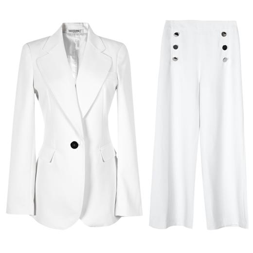 米思阳春装新款时尚职业套装修身西装外套阔腿裤两件套女0470 商品图4