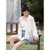 鹿向南「柔雾白月光」莱赛尔浅杏色衬衫女夏法式蕾丝拼接防晒上衣 商品缩略图4