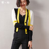 剩XXL 芳外春季新款时尚拼色女式针织衫修身显瘦长袖开衫外套女0022 商品缩略图0