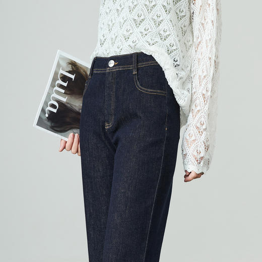 【春新品！九分-微喇牛仔】逸阳不易褪色显高显瘦小个子喇叭牛仔裤7472CS 商品图2