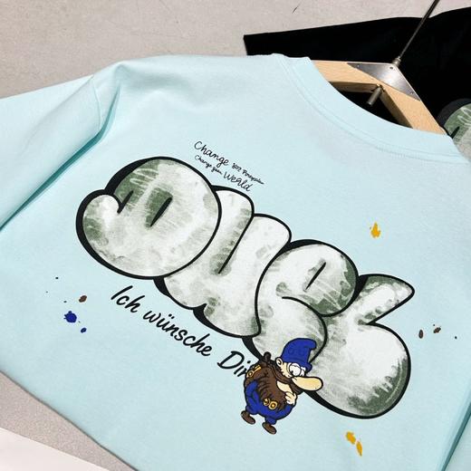 T恤男生圆领短袖宽松落肩卡通涂鸦印花青少年时尚上衣  YLZ-MZ-6612 商品图1