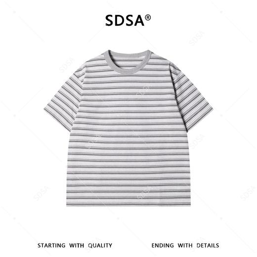 26T631SDSA男装2026新款高贵轻奢美式百搭条纹圆领短袖T恤时尚宽松上衣 商品图5