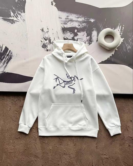 F031453撞色Logo印花秋季情侣款纯色连帽宽松套头卫衣 商品图9