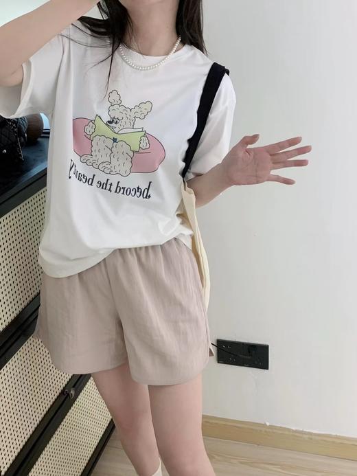 F031407卡通小狗看书印花圆领二次元减龄少女感短袖T恤 商品图14
