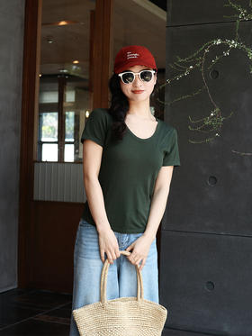 【会呼吸的T恤】预售7-10天 鹅蛋领天丝U领针织T 丝滑舒适~