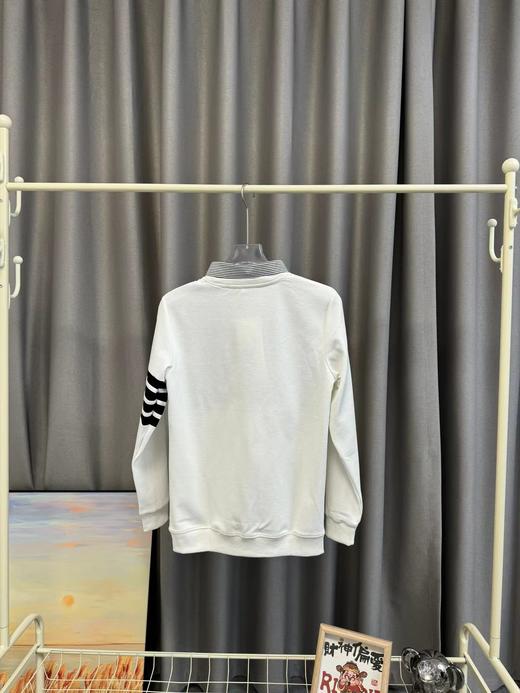 F031486春季新品纯棉假两件学院风针织四道杠情侣款卫衣 商品图6